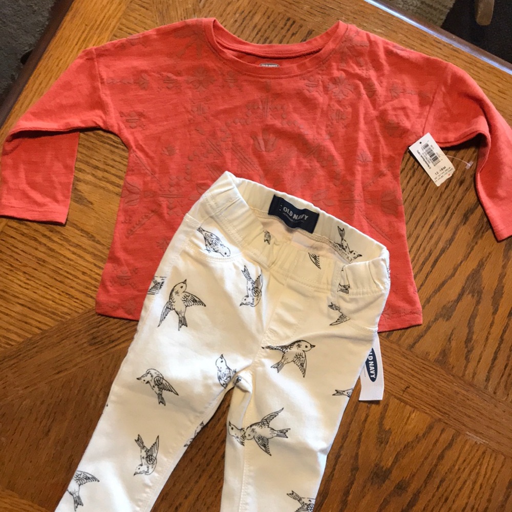 Old navy toddler girl 12-18m outfit Jeggings shirt